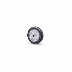 ø mm.80x25 trou ø mm.12 port. Roues Kg.50 avec revêtement en caoutchouc noir massif et flasques en acier embouti zingué chrom ...
