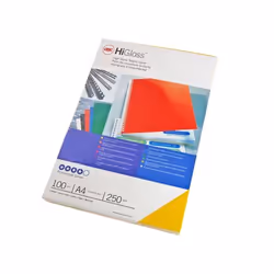 GBC Plats de couverture HiGloss 250 g/m² noir (100), A4, Noir, Brillant, 250 g/m², 100 pièce(s)