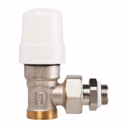 Description générale Robinet équerre thermostatique mâle 1/2'' de la marque RBM, conçu pour un contrôle précis de la températ ...