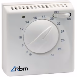 Thermostat d'ambiance électromécanique avec lampe témoinFixation muraleBlancInterrupteur On-offPlage de réglage 5 - 30°CDiffé ...