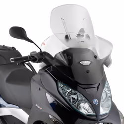 GIVI Airflow pare-brise transparent, 570-690 mm de haut 650 mm de large pour les modèles Piaggio (voir ci-dessous) Pare-brise