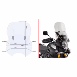 GIVI Airflow pare-brise transparent, 380-500 mm de haut, 440 mm de large pour Suzuki DL 1000 V-Strom (14-19) Pare-brise