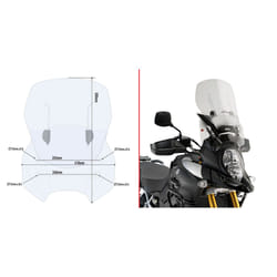 GIVI Airflow pare-brise transparent, 380-500 mm de haut, 440 mm de large pour Suzuki DL 1000 V-Strom (14-19) Pare-brise