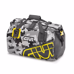 GIVI Easy-T Waterproof - Rouleau à bagages avec bandoulière 40 L design camouflage gris, lettrage jaune fluo
