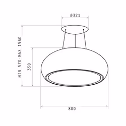 Elica Shell WH/F/80 Lustre suspendu Blanc 500 m³/h