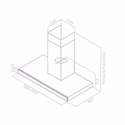 Elica PRF0104625 hotte Montée au mur Noir, Acier inoxydable 581 m³/h C