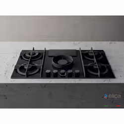 Elica NIKOLATESLA FLAME BL/F/83, Noir, Intégré, 88 cm, Gaz, En fonte, 4 zone(s)