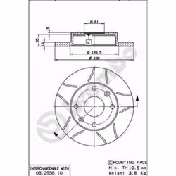 Disque de frein BREMBO Max 08.2958.75, avant, rainuré, plein, 1 pièce
