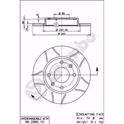 Disque de frein BREMBO Max 08.2985.75, rainuré, plein, 1 pièce