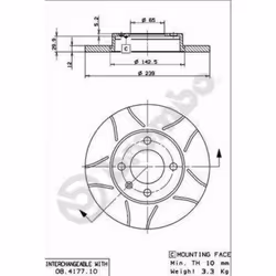 Disque de frein BREMBO Max 08.4177.75, avant, rainuré, plein, 1 pièce