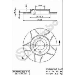 Disque de frein BREMBO Max 08.4177.75, avant, rainuré, plein, 1 pièce