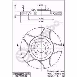 Disque de frein BREMBO Max 09.4939.75, avant, rainuré, ventilé, 1 pièce