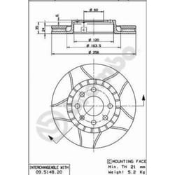 Disque de frein BREMBO Max 09.5148.76, avant, rainuré, ventilé, 1 pièce