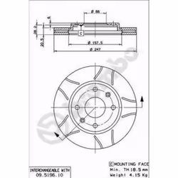 Disque de frein BREMBO Max 09.5196.75, avant, rainuré, ventilé, 1 pièce
