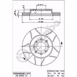 Disque de frein BREMBO Max 09.5509.75, avant, rainuré, ventilé, 1 pièce