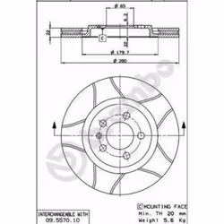 Disque de frein BREMBO Max 09.5570.75, avant, rainuré, ventilé, 1 pièce