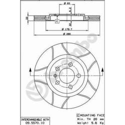 Disque de frein BREMBO Max 09.5570.75, avant, rainuré, ventilé, 1 pièce