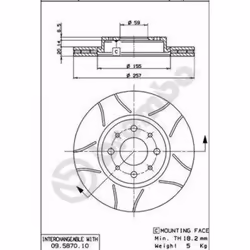 Disque de frein BREMBO Max 09.5870.75, avant, rainuré, ventilé, 1 pièce