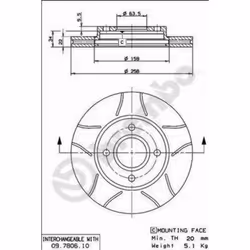 Disque de frein BREMBO Max 09.7806.75, avant, rainuré, ventilé, 1 pièce