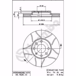 Disque de frein BREMBO Max 09.7628.75, avant, rainuré, ventilé, 1 pièce