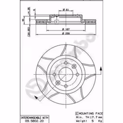 Disque de frein BREMBO Max 09.5802.76, avant, rainuré, ventilé, 1 pièce