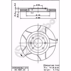 Disque de frein BREMBO Max 09.4987.76, avant, rainuré, ventilé, 1 pièce