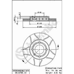 Disque de frein BREMBO Max 09.6799.75, avant, rainuré, ventilé, 1 pièce