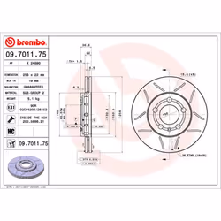 Disque de frein BREMBO Max 09.7011.75, avant, rainuré, ventilé, 1 pièce