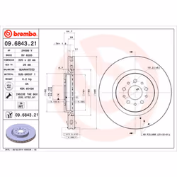 Disque de frein BREMBO 09.6843.21, avant, ventilé , 1 pièce - Vue supplémentaire 5