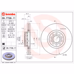 Disque de frein BREMBO 9772811 avant, ventilé, à haute teneur en carbone, 1 pièce