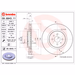 Disque de frein BREMBO 9684311 avant, ventilé, 1 pièce