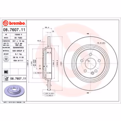 Disque de frein BREMBO 08.7607.11, arrière, à haute teneur en carbone , plein, 1 pièce