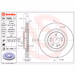 Disque de frein BREMBO 09.7606.11, avant, ventilé, à haute teneur en carbone, 1 pièce - Vue supplémentaire 5