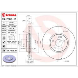 Disque de frein BREMBO 9780811 avant, ventilé, à haute teneur en carbone, 1 pièce