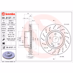 Disque de frein BREMBO 9812711 avant, ventilé, à haute teneur en carbone, 1 pièce