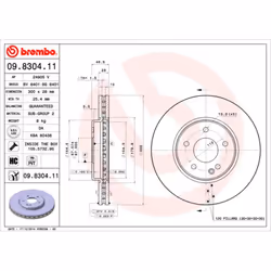 Disque de frein BREMBO 9830411 avant, ventilé, à haute teneur en carbone, 1 pièce