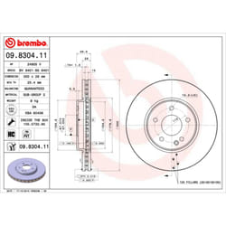 Disque de frein BREMBO 9830411 avant, ventilé, à haute teneur en carbone, 1 pièce
