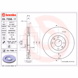 Disque de frein BREMBO 09.7398.11, avant, ventilé , 1 pièce - Vue supplémentaire 5