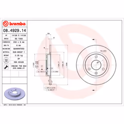 Disque de frein BREMBO 08.4929.14, avant, plein, 1 pièce