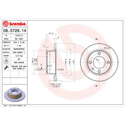 Disque de frein BREMBO 08.5729.14, arrière, plein, 1 pièce