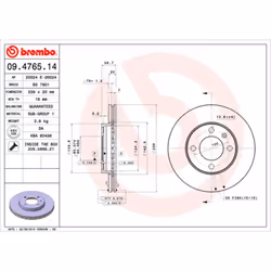 Disque de frein BREMBO 09.4765.14, avant, ventilé , 1 pièce