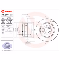 Disque de frein BREMBO 08.3441.24, arrière, plein, 1 pièce - Vue supplémentaire 5