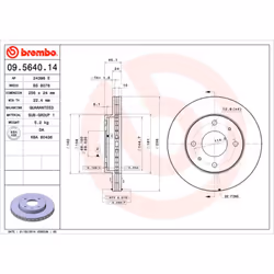 Disque de frein BREMBO 09.5640.14, avant, ventilé , 1 pièce