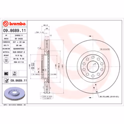 Disque de frein BREMBO 9868911 avant, ventilé, à haute teneur en carbone, 1 pièce