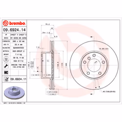 Disque de frein BREMBO 9692411 avant, ventilé, à haute teneur en carbone, 1 pièce