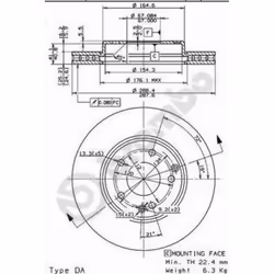 Disque de frein BREMBO 9841111 avant, ventilé, à haute teneur en carbone, 1 pièce