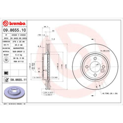 Disque de frein BREMBO 9865511 avant, ventilé, à haute teneur en carbone, 1 pièce
