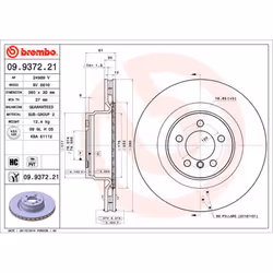 Disque de frein BREMBO 9937221 avant, ventilé, à haute teneur en carbone, 1 pièce