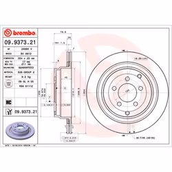 Disque de frein BREMBO 9937321 arrière, ventilé, à haute teneur en carbone, 1 pièce