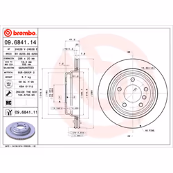Disque de frein BREMBO 9684111 arrière, ventilé, à haute teneur en carbone, 1 pièce